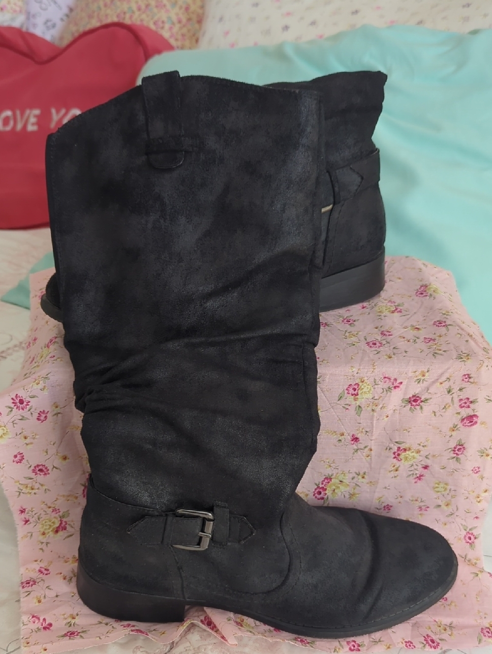 Lovely Black Suede Boots Size 10